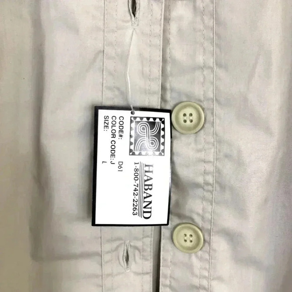 Women's Haband Short Trench L Windbreaker Chore Coat Beige Sash Belt Button-Up - Picture 12 of 15